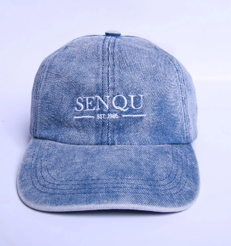 DENIM CAP WITH EMBROIDERY - BLUE