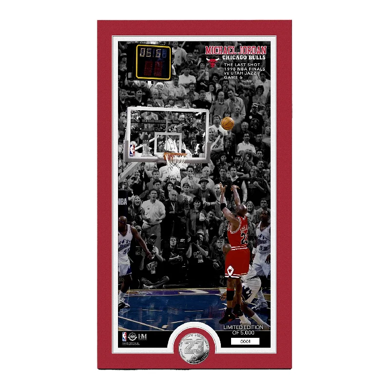 Chicago Bulls Michael Jordan The Last Shot 98 Finals Silver Coin Photo Mint