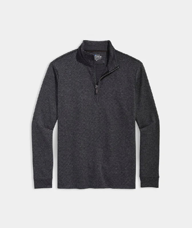 Vineyard Vines Herringbone Bluffs Performance Quarter-Zip - Gray Harbor