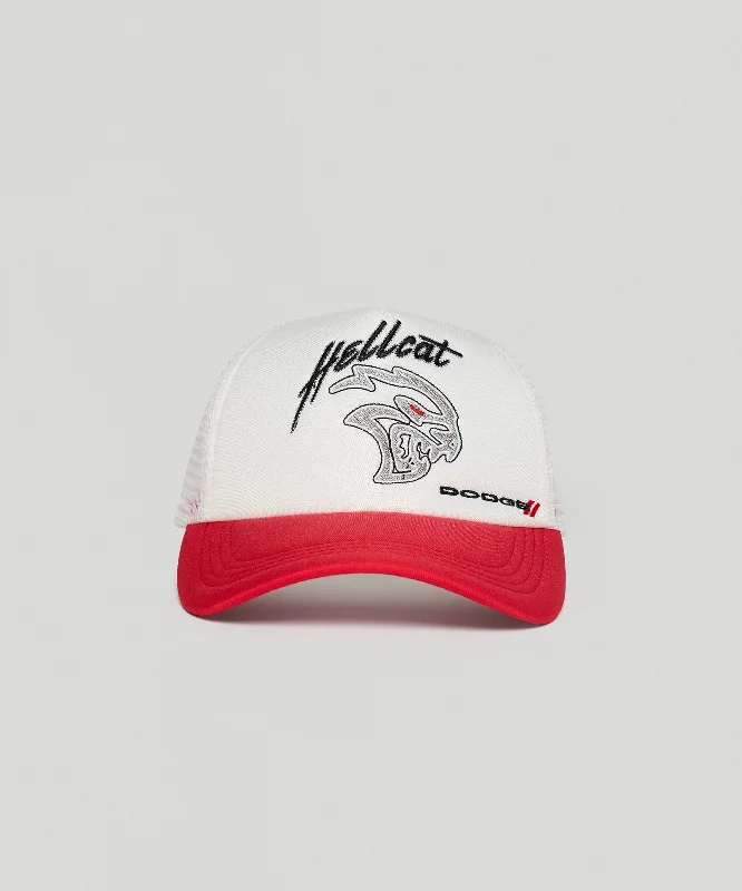 Dodge Demon Embroidery Trucker Hat - White