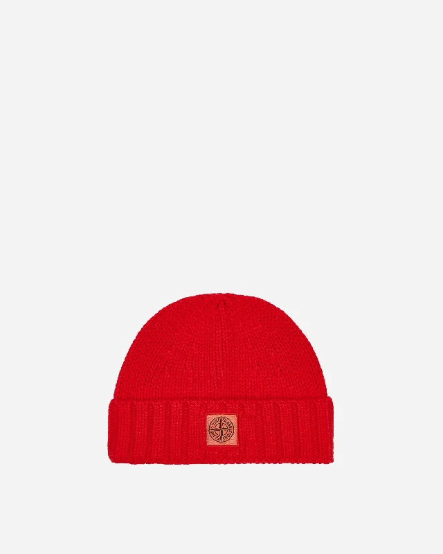 Garment Dyed Wool Beanie Lobster Red