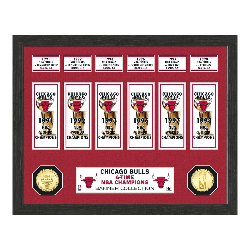 Chicago Bulls NBA Champions Bronze Coin Banner Collection