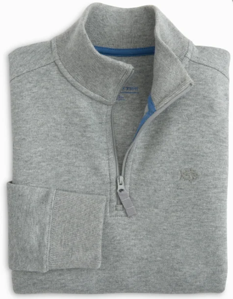 Southern Tide Boys' Heathered Skipjack 1/4 Zip Pullover - Light Grey