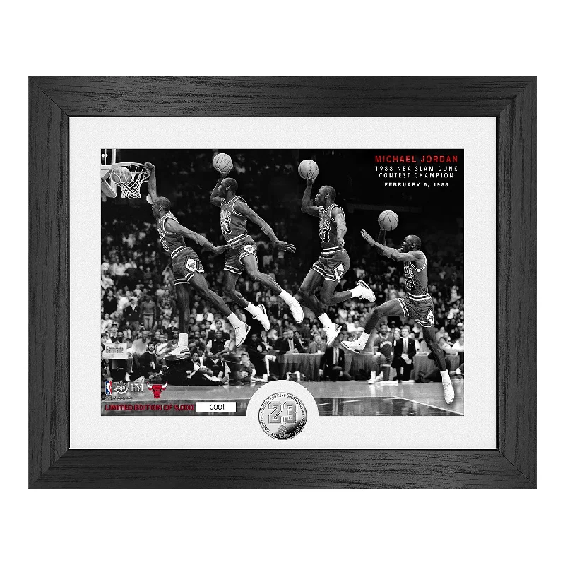 Chicago Bulls Michael Jordan 1988 NBA Slam Dunk Champion Silver Coin Photo Mint