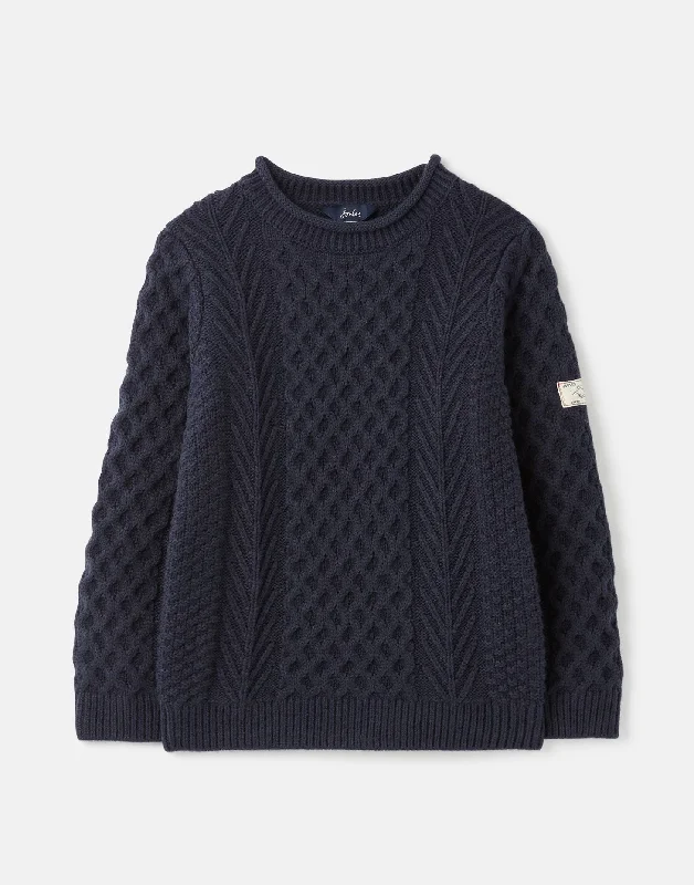 Joules Aran Knit Sweater - French Navy