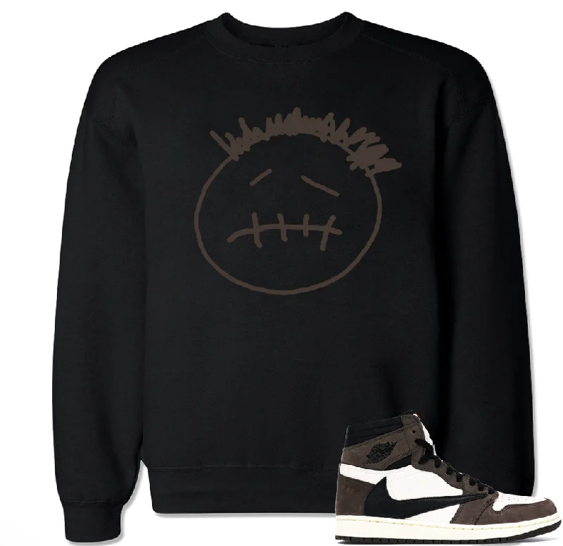 Men's Face Logo AJ1 Cactus Jack Travis Scott Retro 1 Crewneck Sweater