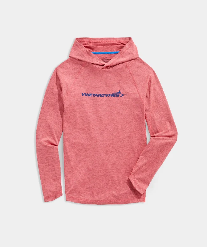 Vineyard Vines Men's Marlin Sport Long-Sleeve Harbor Performance Hoodie Tee - Lobster Reef Heather