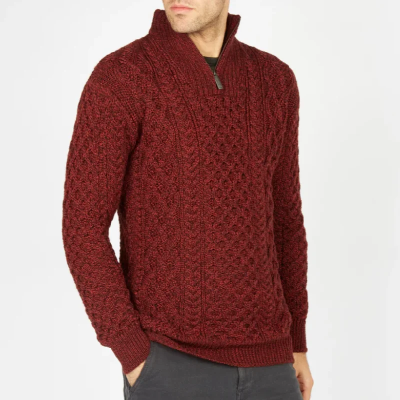 Dromore Aran Troyer Mens Quarter Zip Sweater