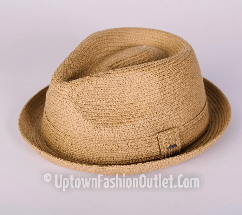 Men's Bailey Of Hollywood Straw Pinch Top Crown Billy Fedora Latte