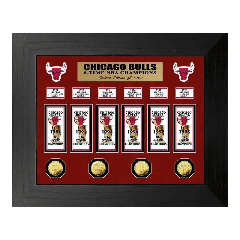 Chicago Bulls 6-Time NBA Champions Deluxe Gold Coin & Banner Collection