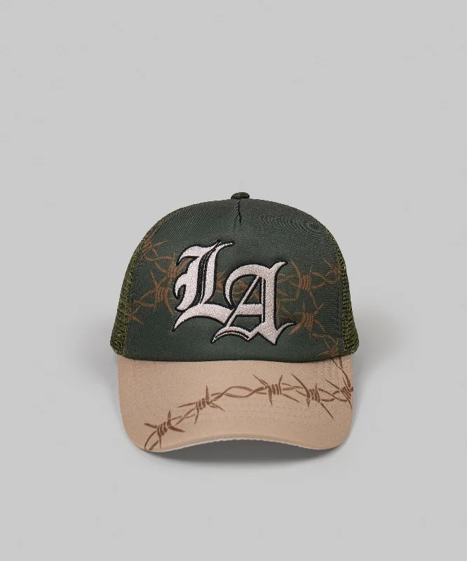 LA Embroidery Trucker Hat - Olive Green