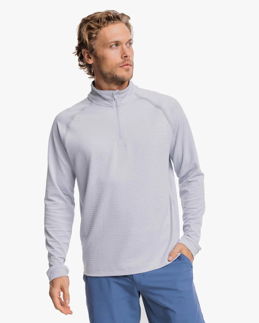 Southern Tide Men's Scuttle Heather Performance Quarter Zip - Heather Slate Grey