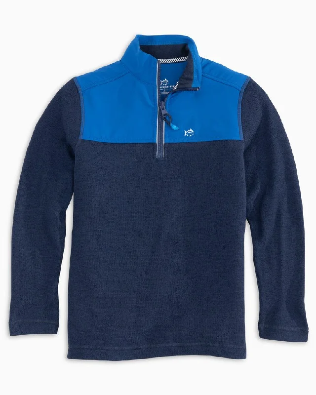 Southern Tide Boy's Cottage Sweater Fleece Quarter Zip - True Navy