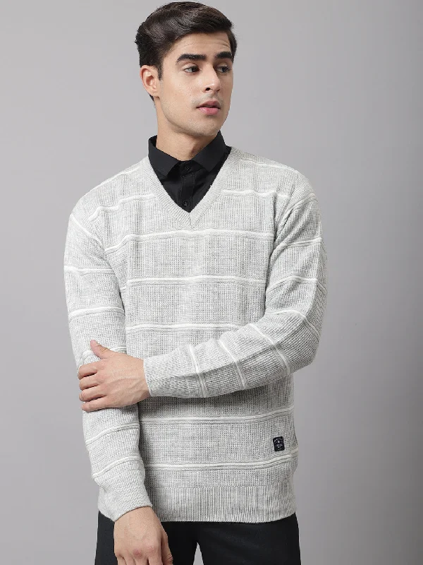 Men Grey Melange Sweater