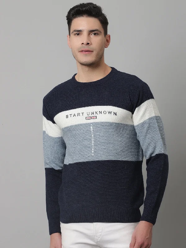 Mens Blue Melange Sweater