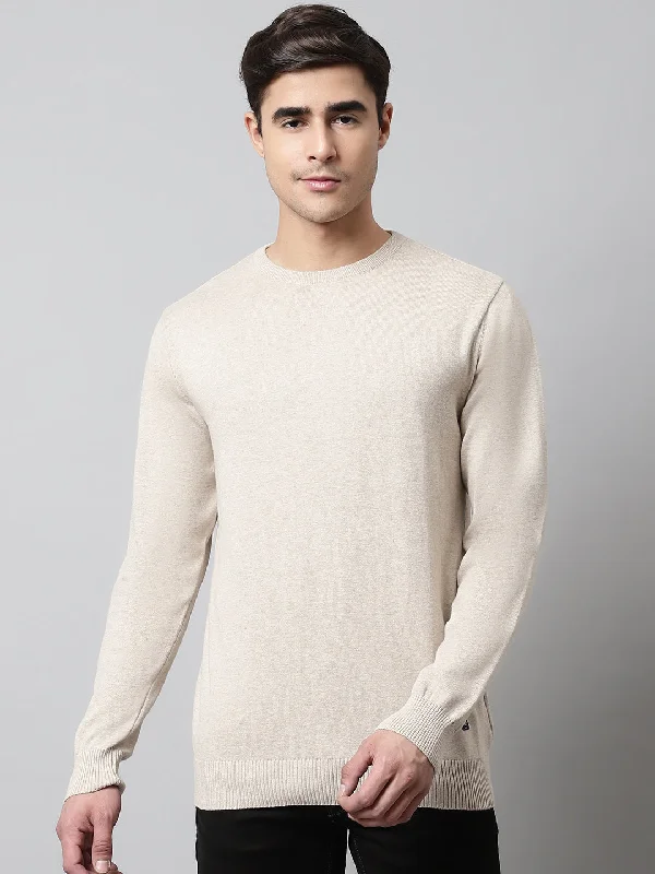 Mens Ecru Melange Sweater