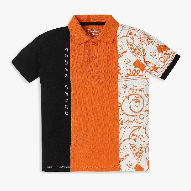 Boys Regular Fit Cut and Sew Polo T-Shirt