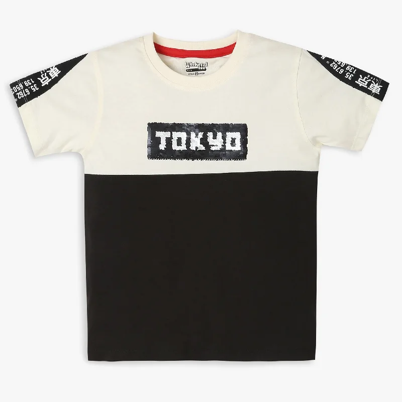 Boys Regular Fit Cut and Sew T-Shirt