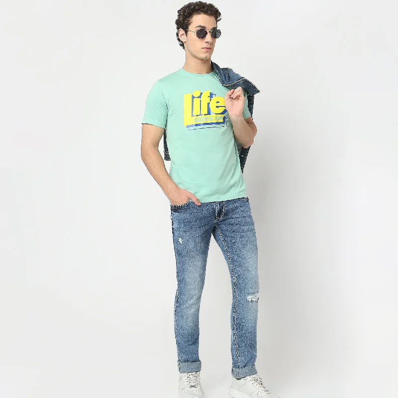 Graphic Tees - "Life" Cotton Jersey Regular Fit T-Shirt *WoW Price*