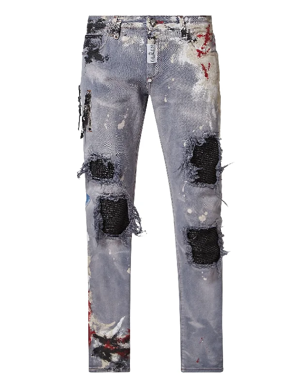 Denim Trousers Rock Star fit Painted