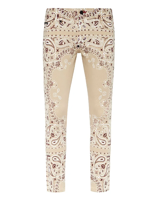 Denim Trousers Skinny Fit Paisley Bandana