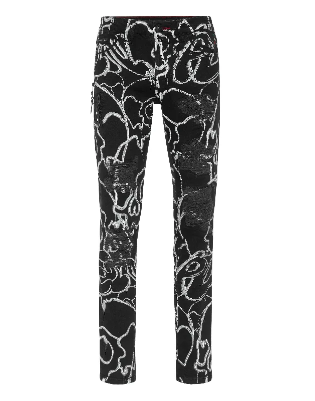 Denim Trousers Super Straight Cut Fit Skull&Bones