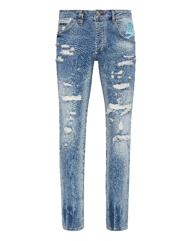 Denim Trousers Super Straight Cut Skull&Bones