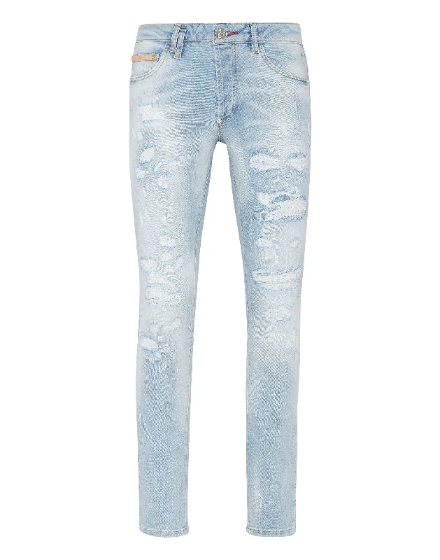 Denim Trousers Super Straight Cut Studs