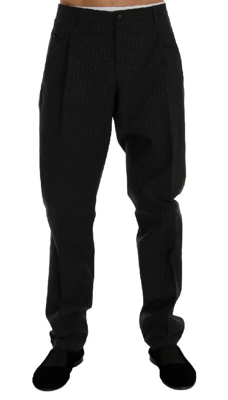 Dolce & Gabbana Elegant Striped Straight Fit Dress Men's Trousers