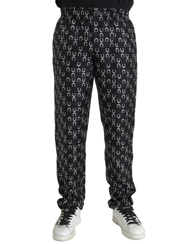 Dolce & Gabbana  Horseshoe Print Silk Men's Pants