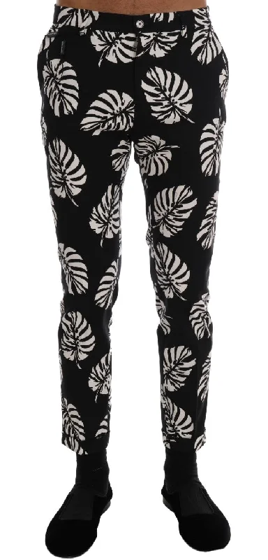 Dolce & Gabbana Slim Fit Leaf Print Ankle Men's Pants