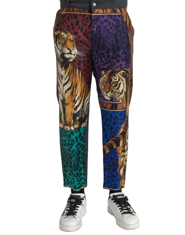 Dolce & Gabbana  Tiger Leopard Cotton Loose Tape Men's Pants