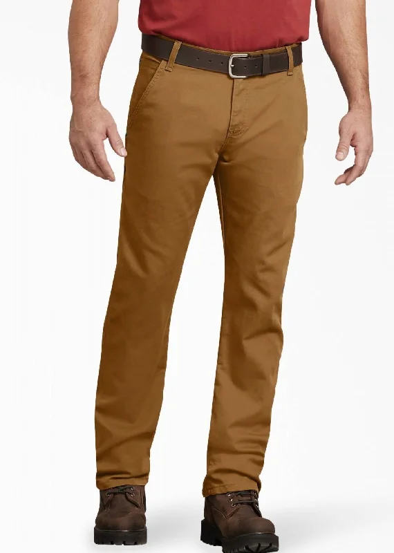 Flex Regular Fit Duck Carpenter Pants In Stonewashed Brown Duck