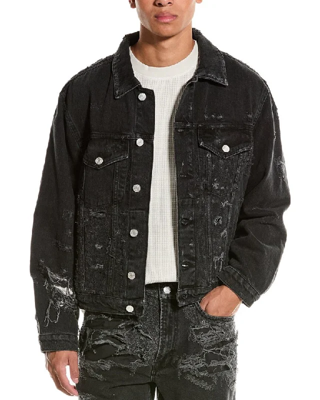 FRAME Denim Destructed Trucker Jacket