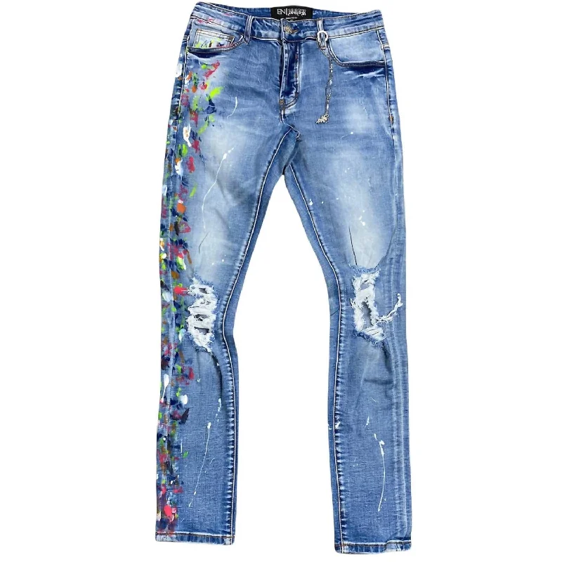 Men's Clash Denim Jean In Blue