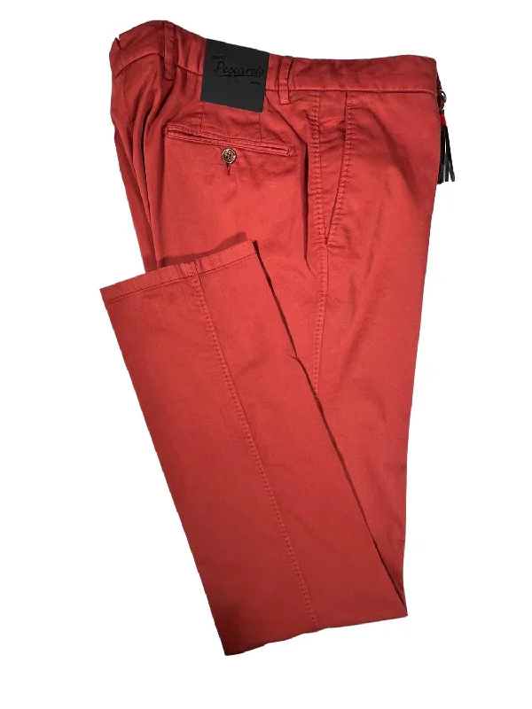 Men's Cotton/silk Stretch Trouser In Dark Orange