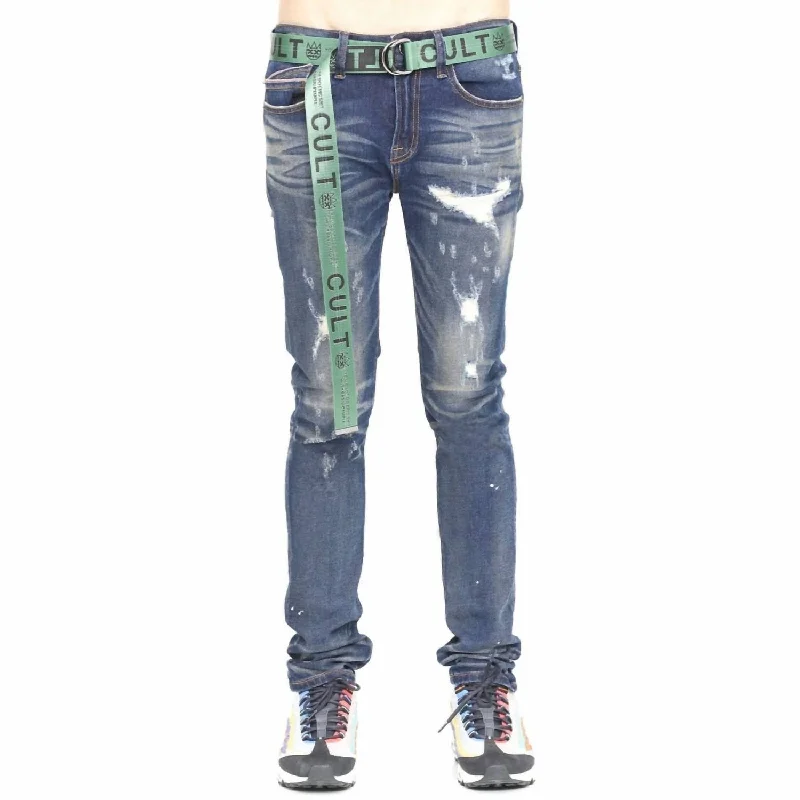 Men's Punk Super Skinny Belted Jean In Reyn