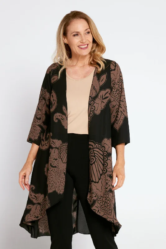 Nadine Chiffon Jacket - Black/Cocoa Print