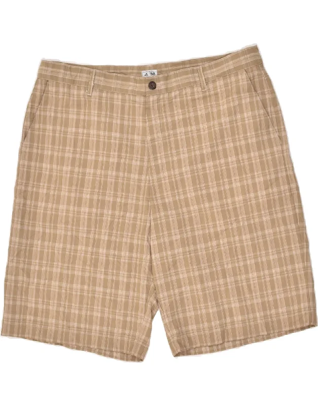 ADIDAS Mens Chino Shorts W40 XL Beige Check Polyester