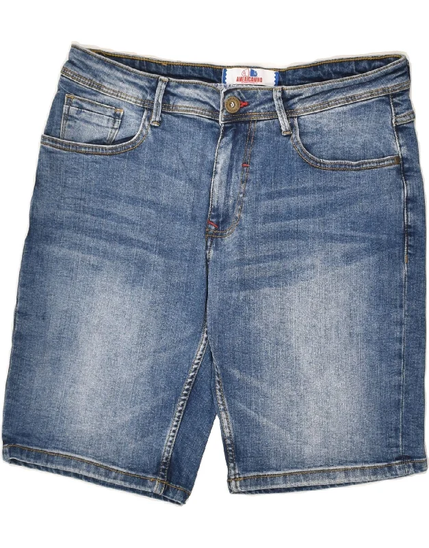 AMERICANINO Mens Denim Shorts IT 46 XS W33  Blue Cotton