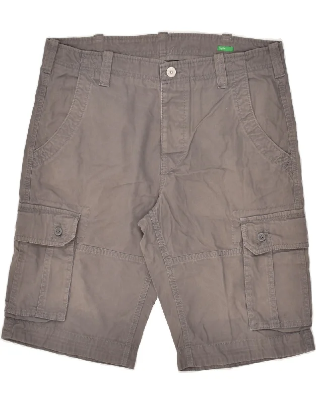 BENETTON Mens Regular Cargo Shorts W36 Large Grey Cotton