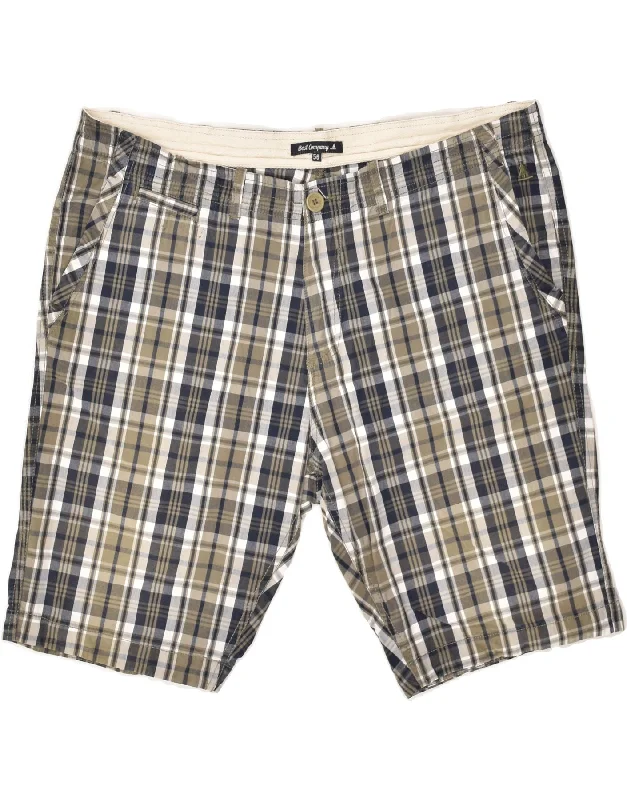 BEST COMPANY Mens Casual Shorts W40 XL Grey Check Cotton