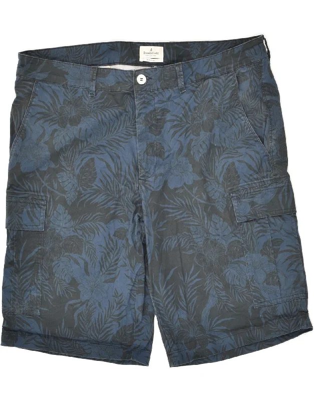 BROOKSFIELD Mens Cargo Shorts IT 54 2XL W38 Blue Floral Cotton