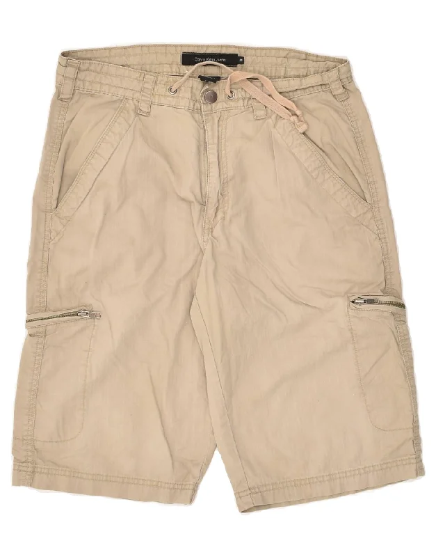 CALVIN KLEIN Mens Cargo Shorts W29 Small Beige Cotton