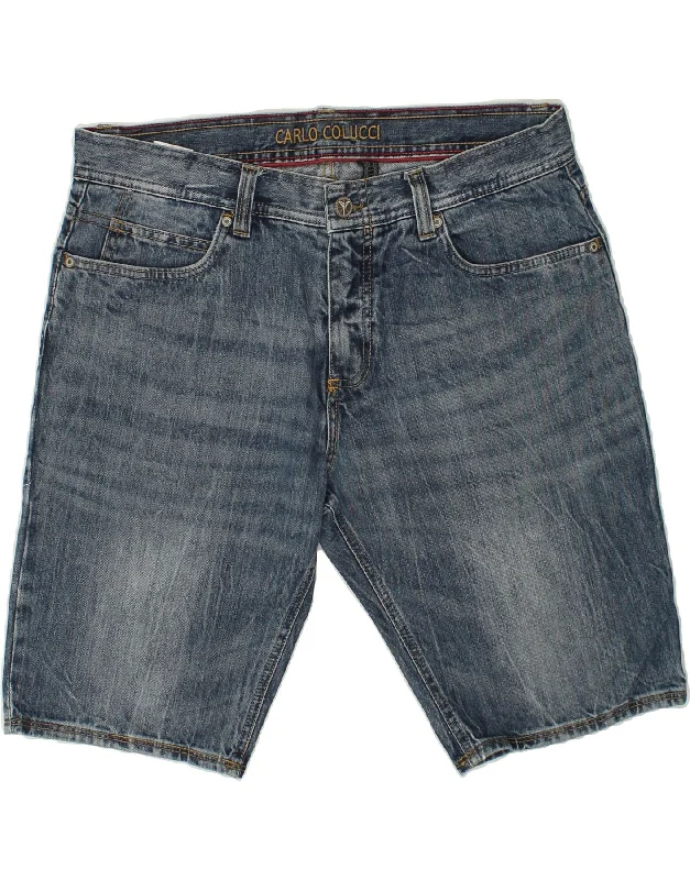 CARLO COLUCCI Mens Denim Shorts W36 Large Blue Cotton