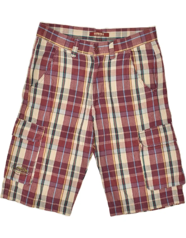 CARRERA Mens Cargo Shorts W33 Medium Burgundy Check Cotton