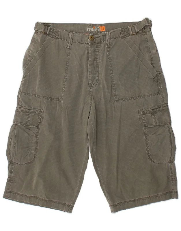 CELIO Mens High Waist Cargo Shorts XL W34 Grey Cotton