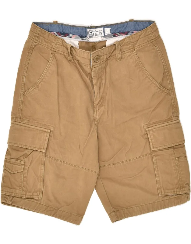 CHAMPION Mens Cargo Shorts Large W34 Brown Cotton