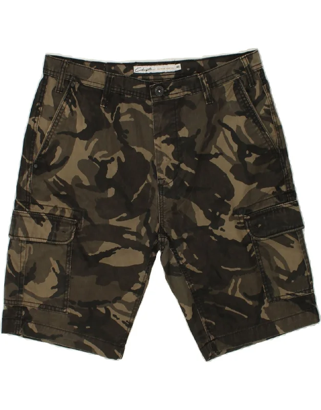 CLAYTON Mens Cargo Shorts IT 46 Small W29 Khaki Camouflage Polyester