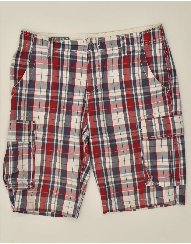 CLOCK HOUSE Mens Cargo Shorts W33 Medium Red Check Cotton